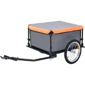Prolenta Maison Exclusive - Fietsaanhanger, grijs en oranje, 65 kg
