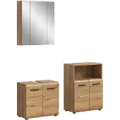 Furnilux Badcombinatie artisan oak 3-delige set met spiegelkast en wastafel moderne