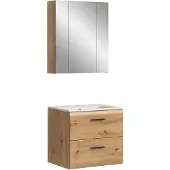 Furnilux Badcombinatie met wastafel en spiegelkast 3-delige set artisan oak look