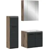 Furnilux Moderne badcombinatie met spiegelkast en wastafel mat en nox oak design