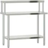 Syfax Keukenwerktafel met bovenschap 110x55x120 cm roestvrij staal