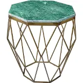 Invicta Abstract bijzettafeltje DIAMOND 50cm groen marmer messing metaal - 41857