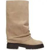 Manfield Beige suède laarzen met flap | Maat 39