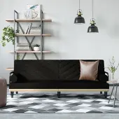 Prolenta Maison Exclusive - Slaapbank met armleuningen, zwart, stoffen bekleding