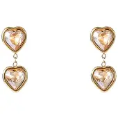 Go Dutch Label Oorknoppen Double Heart Stone Champagne