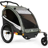 Burley D’Lite X Single Fietskar – Fietskar voor Kinderen – Fietskar 1 Kind – Inklapbaar – Cargo Trailer – Groen Grijs