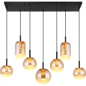 Globo Design Hanglamp Severin 7 Lichts Zwart Met Amber Glas