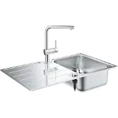 GROHE Spoelbakken - Set van K500 spoelbak en Minta keukenkraan, geborsteld rvs/chroom 31573SD1