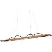 Briloner Vinka LED hanglamp, met houtdecor, golfvormig, warmwit licht, zwart-hout, 98 x 11 x 120 cm