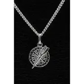 MOOYE ® - Collectie Zilveren Dartbord ketting hanger - met pijl klein