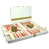 HOT Games Backgammon-set, 38 cm, wit met gouden accenten, klassiek bordspel