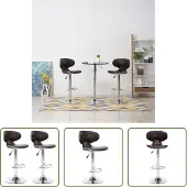 The Living Store Barkrukken - Barstoollen - Barstoelen 2 st kunstleer bruin - Eetkamerstoelen - Keukenkrukken - Krukjes