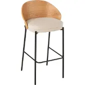 J-Line Barstoel Lone Ply Wood/Metaal Natuurlijk/Beige