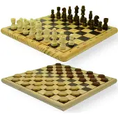 HOT Games Schaak-Dam Set - Hout - 29x29 cm
