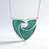 Cavill - Zilveren Halsketting - 925 Sterling Zilver - Hartvormige Turquoise Hanger - Spiraal Patroon - Elegante Zomerse Sieraden voor Dames