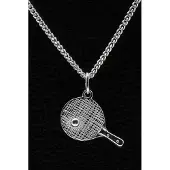 MOOYE ® - Collectie Zilveren Tafeltennis ketting hanger - bat met bal groot