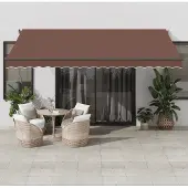 Prolenta Maison Exclusive - Handbediende zonnescherm met LED-verlichting, bruin, 450x350 cm