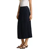 Gant Dames Marineblauwe geplooide midirok (38), Casual, Klassiek, Polyester 4400169