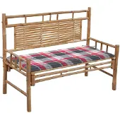 The Living Store De Living Store tuinbank met kussen, 120 cm, bamboe