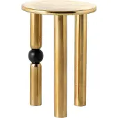 Invicta Handgemaakte bijzettafel ABSTRACT 55cm goud zwart metaal rond - 44854
