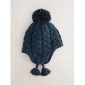 Next Kabelgebreide Inca-muts met pompon