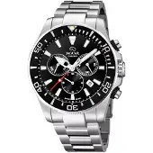 Jaguar quartz zilver heren horloge met zwarte wijzerplaat & roestvrij stalen band