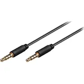 Goobay 3,5mm Jack 4-polig audio slim kabel AWG28 - zwart - 1 meter
