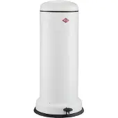 Wesco Big Baseboy Prullenbak met Soft Close | 30 Liter | Metaal - Mat wit | Pedaalemmer