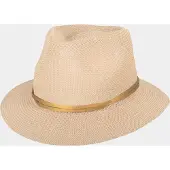 Hatland Yolanthe - Toyo hoed met gouden band - Naturel - Assorti - L/XL
