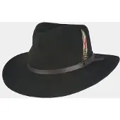 Hatland Dakota - Vilten hoed met veer - Zwart - Assorti - M