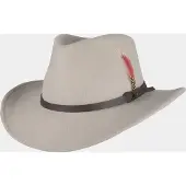 Hatland Dakota - Vilten hoed met veer - Klei - Assorti - XL