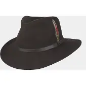 Hatland Dakota - Vilten hoed met veer - Bruin - Assorti - XL