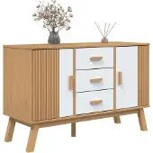 vidaXL Dressoir OLDEN 114x43x73,5 cm massief grenenhout wit en bruin