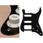 Boston ST-123-B pickguard, Stallion, SSH, 3 pot holes, 3-5 switch, 1 ply, black