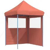 Syfax Partytent inklapbaar pop-up met 2 zijwanden terracottakleurig