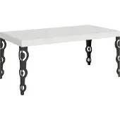 Itamoby Karamay uitschuiftafel, 200/460 x 90 cm, esdoornhout, wit, poten in antracietgrijs