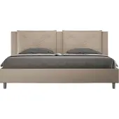 Ityhome Kingsize tweepersoonsbed met beklede basis, afmetingen 200x200, model Appia, in de kleur grijze duif