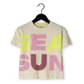 Koko Noko T-shirt ecru Meisjes Stretchkatoen Ronde hals Tekst - maat 110