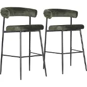 Happy Garden Set van 2 barkrukken in groene stof THEA