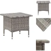vidaXL Tuintafel, grijs, 50 x 50 x 47 cm, polyrotan