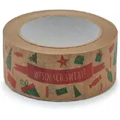 Neopak Kerst Inpaktape "Fijne Feestdagen" 48mm x 50m - Papier Kraft