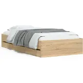 vidaXL Bedframe met lades bewerkt hout sonoma eikenkleurig 75x190 cm