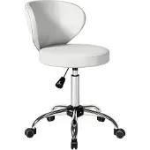 HOMCOM -Salonkruk-PU, Staal-45 x 54 x 73-88 cm-Wit