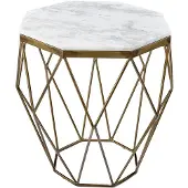 Invicta Design bijzettafel DIAMOND 50cm wit marmer messing metaal - 41856