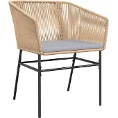vidaXL 3-delige Tuinset met kussens poly rattan glas bruin