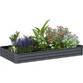 Outsunny -Tuinbed-Gegalvaniseerd staal-240x120x30cm-Donkergrijs