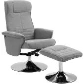 HOMCOM -Relaxsessel mit Fußhocker-Polyester, Stahl-69L x 71B x 104H cm-Grau