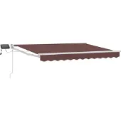 vidaXL Handbediende luifel met LED's Bruin en wit 3 x 2,5 m