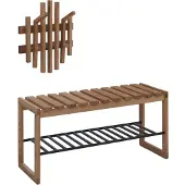 MCW MCA garderobeset -P57, garderobepaneel met bankje en schoenenrek, massief eikenhout