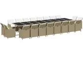 vidaXL 21-delige Tuinset met kussens poly rattan beige